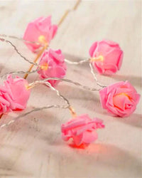 20 Pink Rose 3D Fairy Lights 3M String, Battery (AA) Indoor & Outdoor Decorations Wedding Valentines Romantic Room Table Lighting
