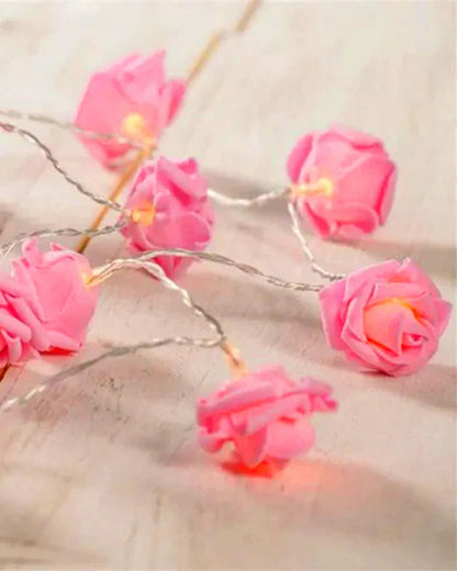 20 Pink Rose 3D Fairy Lights 3M String, Battery (AA) Indoor & Outdoor Decorations Wedding Valentines Romantic Room Table Lighting