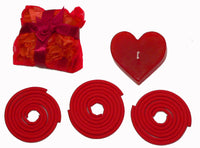 Red Heart Candle Spa Giftset - Red Heart candle, 3 Incense Coils, Pot Porri Satchet in Gift Box
