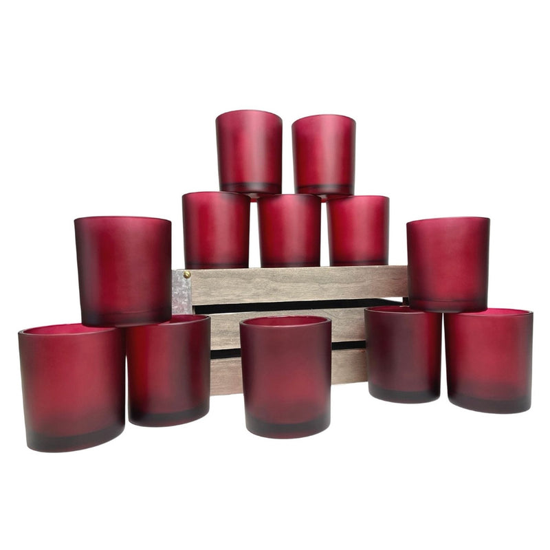 20 Pack Red Frosted Glass Votive Tealight Candle Holders Valentines Day Xmas Wedding Decor Glass Candlestick Party Decorations Bridal Baby Shower Event