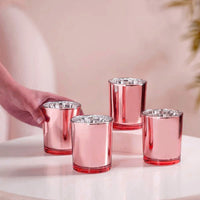 40 Pack Rose Gold Pink Votive Tealight Candle Holders Valentines Day Mercury  Wedding Decor Glass Candlestick Party Decorations Bridal Baby Shower Event
