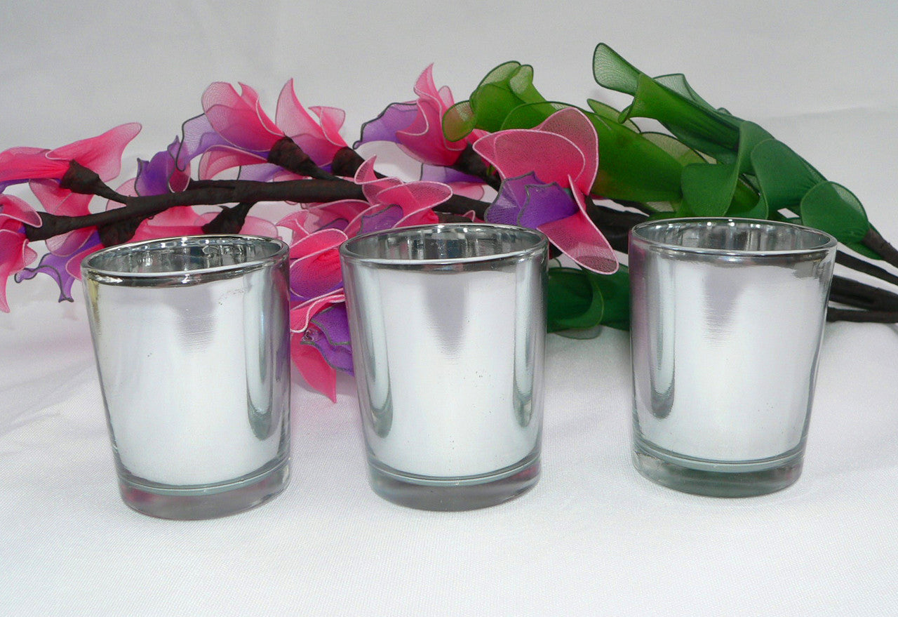 10 Pack Silver Mercury Glass Votive Candle Holders Set For Wedding, Bridal And Baby Shower, Party Function or Home Decor