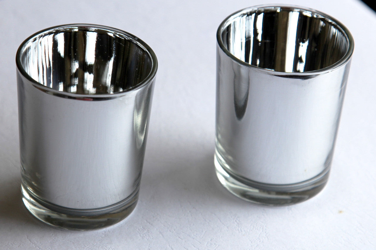 10 Pack Silver Mercury Glass Votive Candle Holders Set For Wedding, Bridal And Baby Shower, Party Function or Home Decor