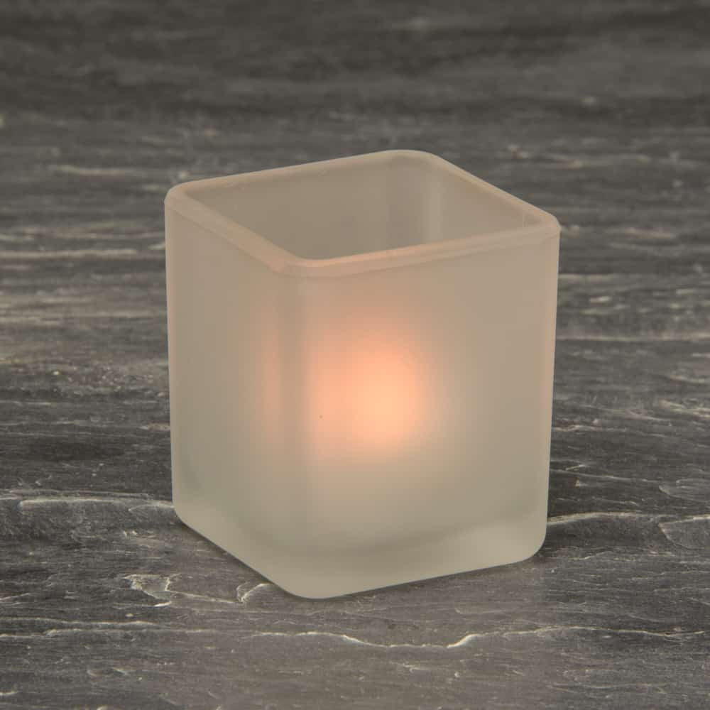 10 Pack Square Cube Frosted Glass 5cm Tealight Candle Holder Festival Decor Wedding Propose Parties Holiday and Home Decor