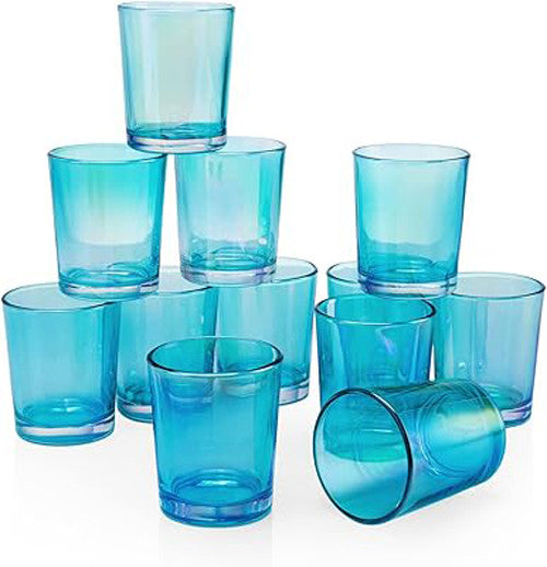 40 Pack Turquoise Glass Votive Tealight Candle Holders House Party Centerpiece Xmas Wedding Decor Glass Candlestick Party Decorations Bridal Baby Shower Event