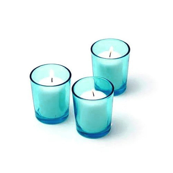 40 Pack Turquoise Glass Votive Tealight Candle Holders House Party Centerpiece Xmas Wedding Decor Glass Candlestick Party Decorations Bridal Baby Shower Event