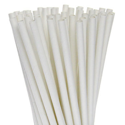 50 Pack White Drinking Straws Biodegradable Eco Paper Birthday Party Event Bistro Bar Cafe Take Away