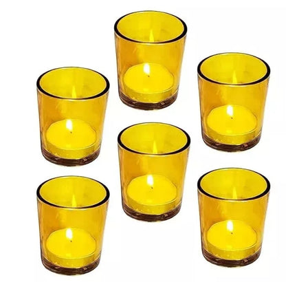 10 Pack Yellow Glass Votive Candle Holders Table Centreoieces  Xmas Wedding Anniversary Event Recption Party Function or Home Decor