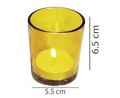 10 Pack Yellow Glass Votive Candle Holders Table Centreoieces  Xmas Wedding Anniversary Event Recption Party Function or Home Decor