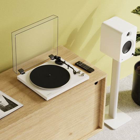 Kanto OBI3 Turntable with Bluetooth 5.3, Preamp, and Pitch Control - Matte White