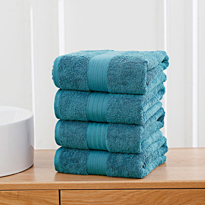 Linenland 4 Piece Cotton Bath Towels Set - Blue