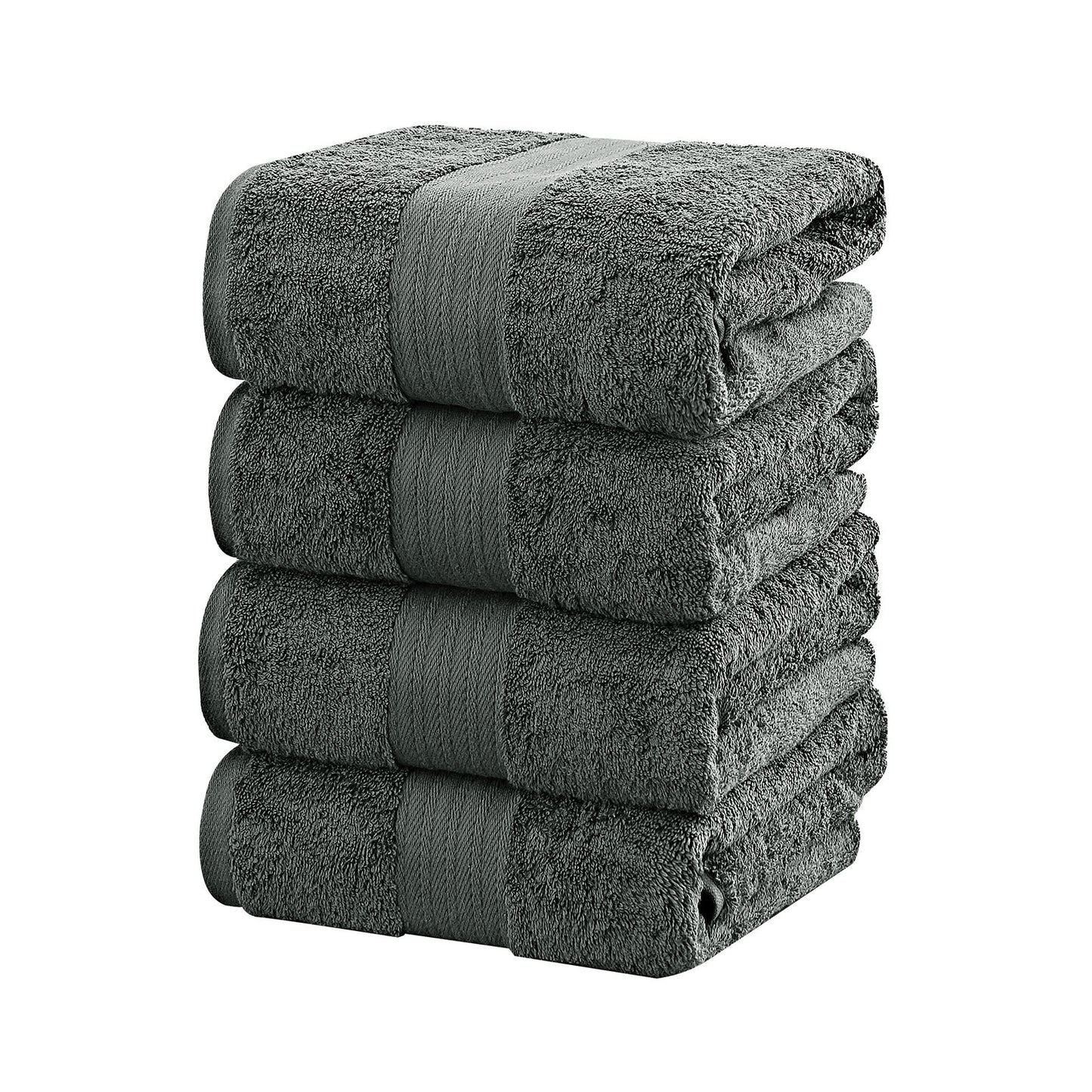 Linenland 4 Piece Cotton Bath Towels Set - Charcoal