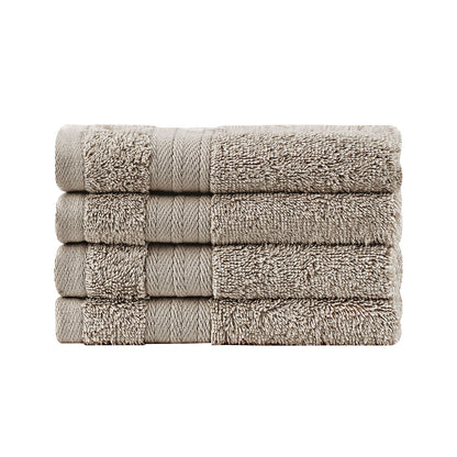 Linenland Bath Towel Set - 4 Piece Cotton Washcloths - Sandstone