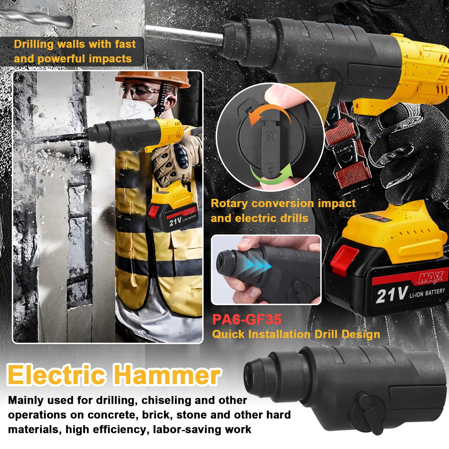 7in1 Multi-function Rechargeable Li-ion Electric Machine Set Electric Hammer Drill Chainsaw Conversion Tool Set Power Tool Kit