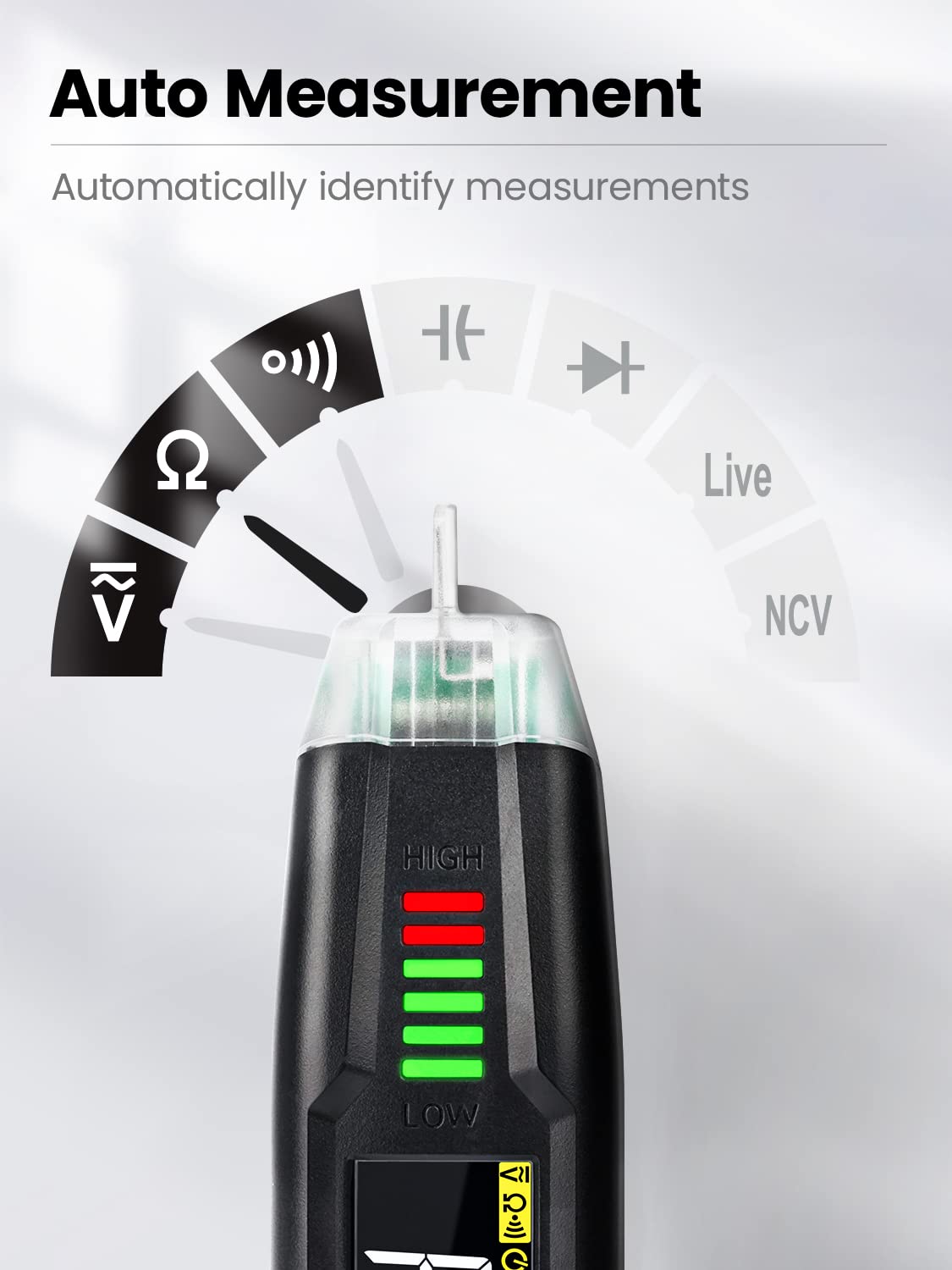 KAIWEETS Voltage Tester Non Contact Voltage Tester Multifunction Electric Detector with Test Leads, Auto Measuring Wire Tester for ACV/DCV Circuit Tester ST100