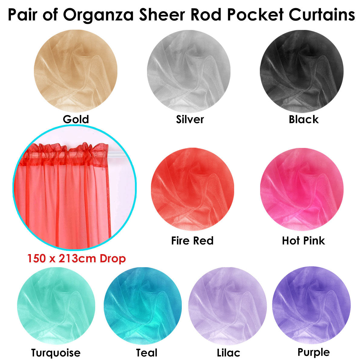 Pair of Organza Sheer Rod Pocket Curtains Purple