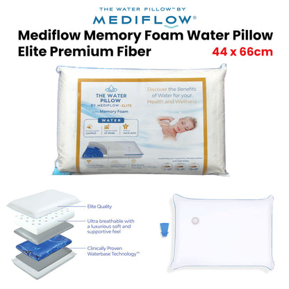 Mediflow Elite Premium Fiber Memory Foam Water Pillow 44 x 66 cm