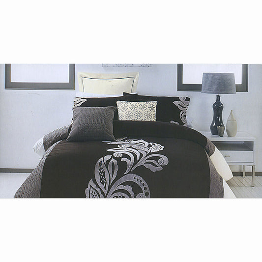 Pierre Black Grey Quilt Cover Set KING