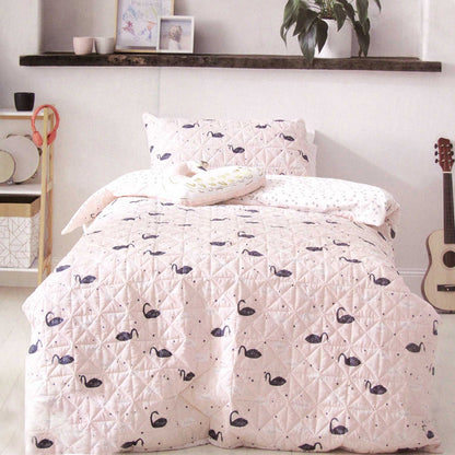 Swan Blush Quilt Cover Set Single