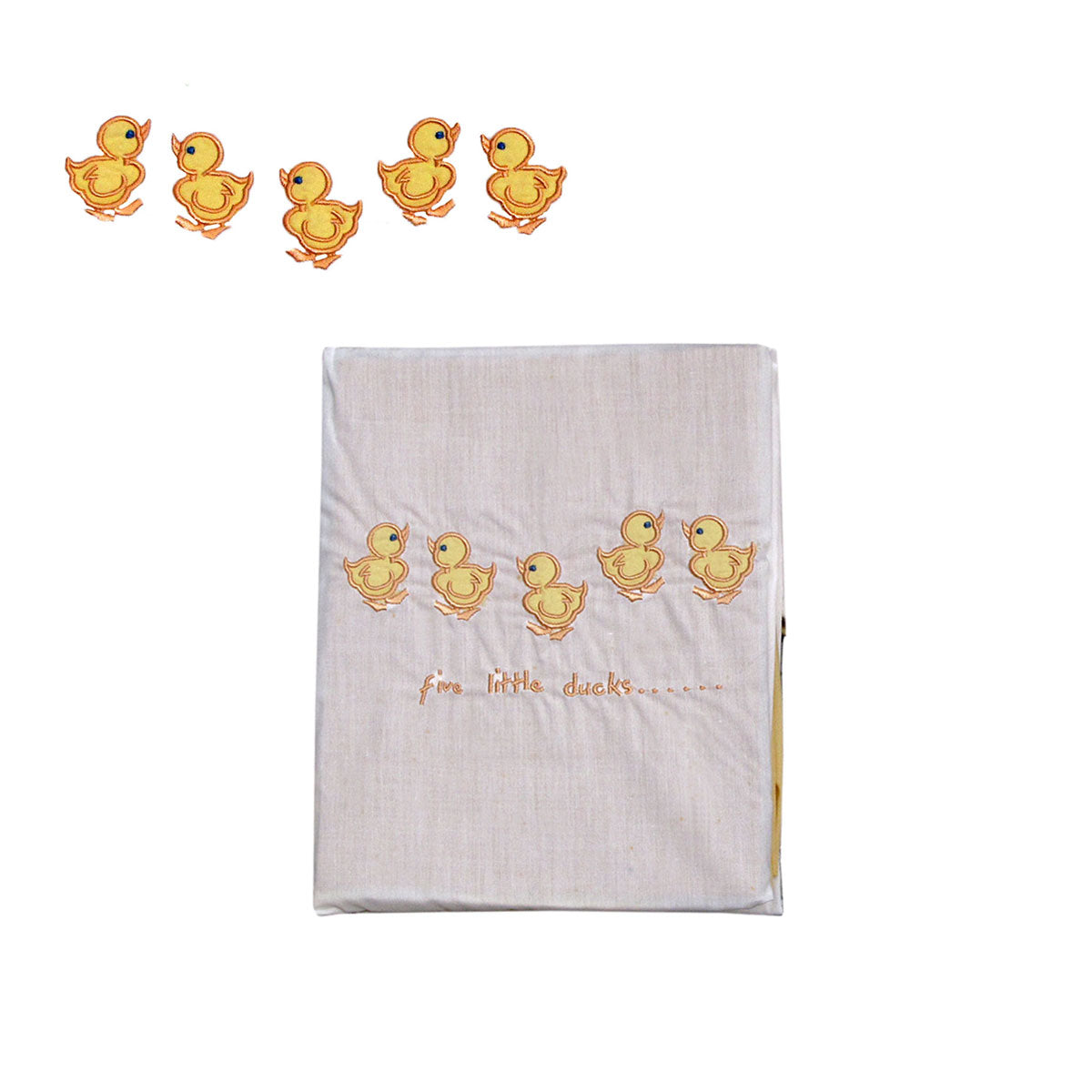 Five Little Ducks Embroidered Polyester Cotton Cot Size Sheet Set