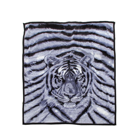 1000GSM White Tiger Luxury Quality 2 Ply Mink Blanket 200 x 240 cm