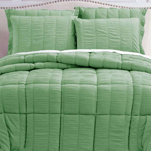 Hotel Living Seersucker Comforter Set Queen Green