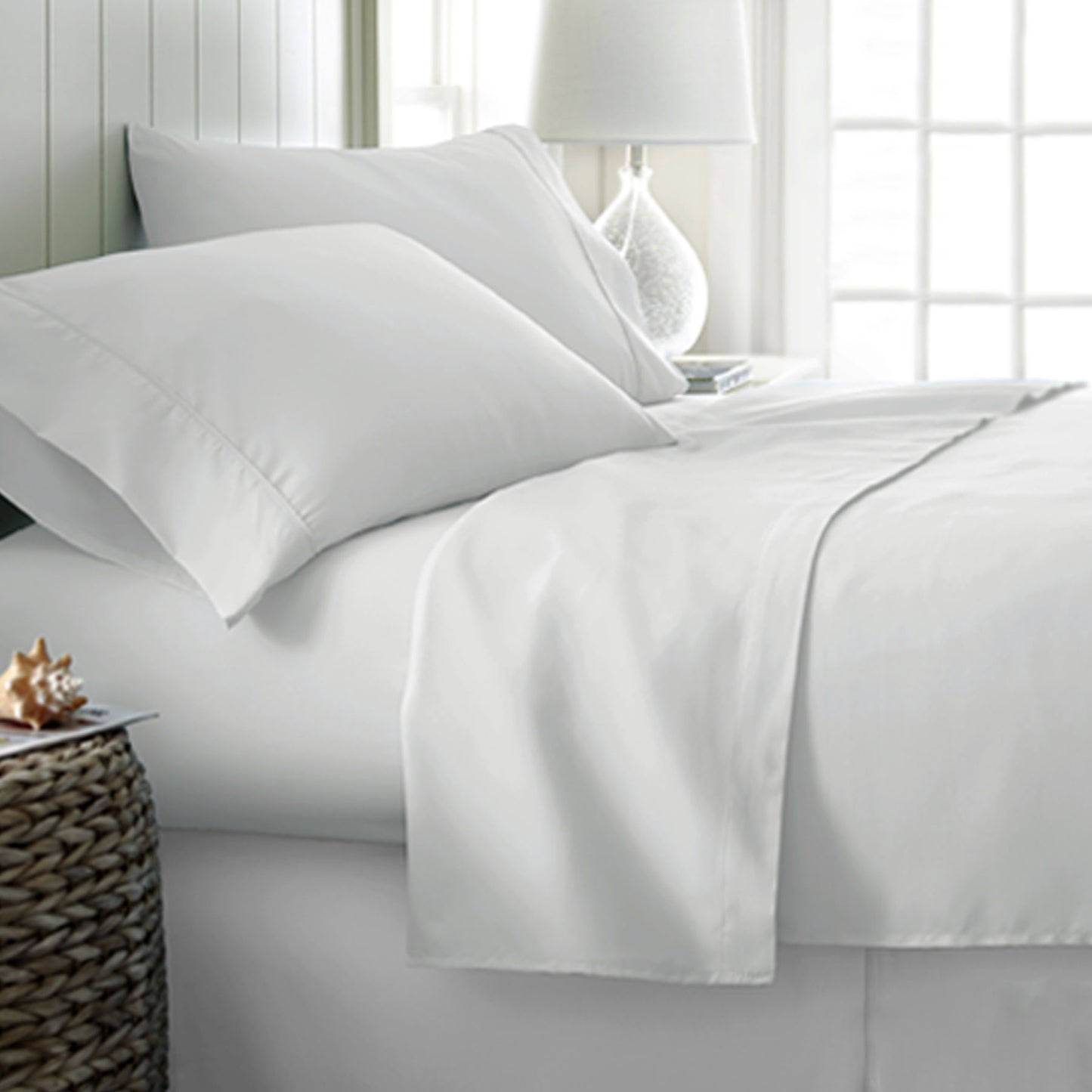 400TC Cotton Sateen Sheet Set King - White