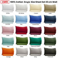 Artex 250TC 100% Cotton Sheet Set Single Teal