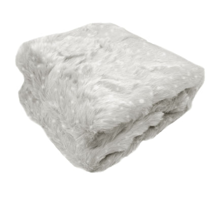 Ariana Long Fleece Faux Fur Throw Rug Silver Dot