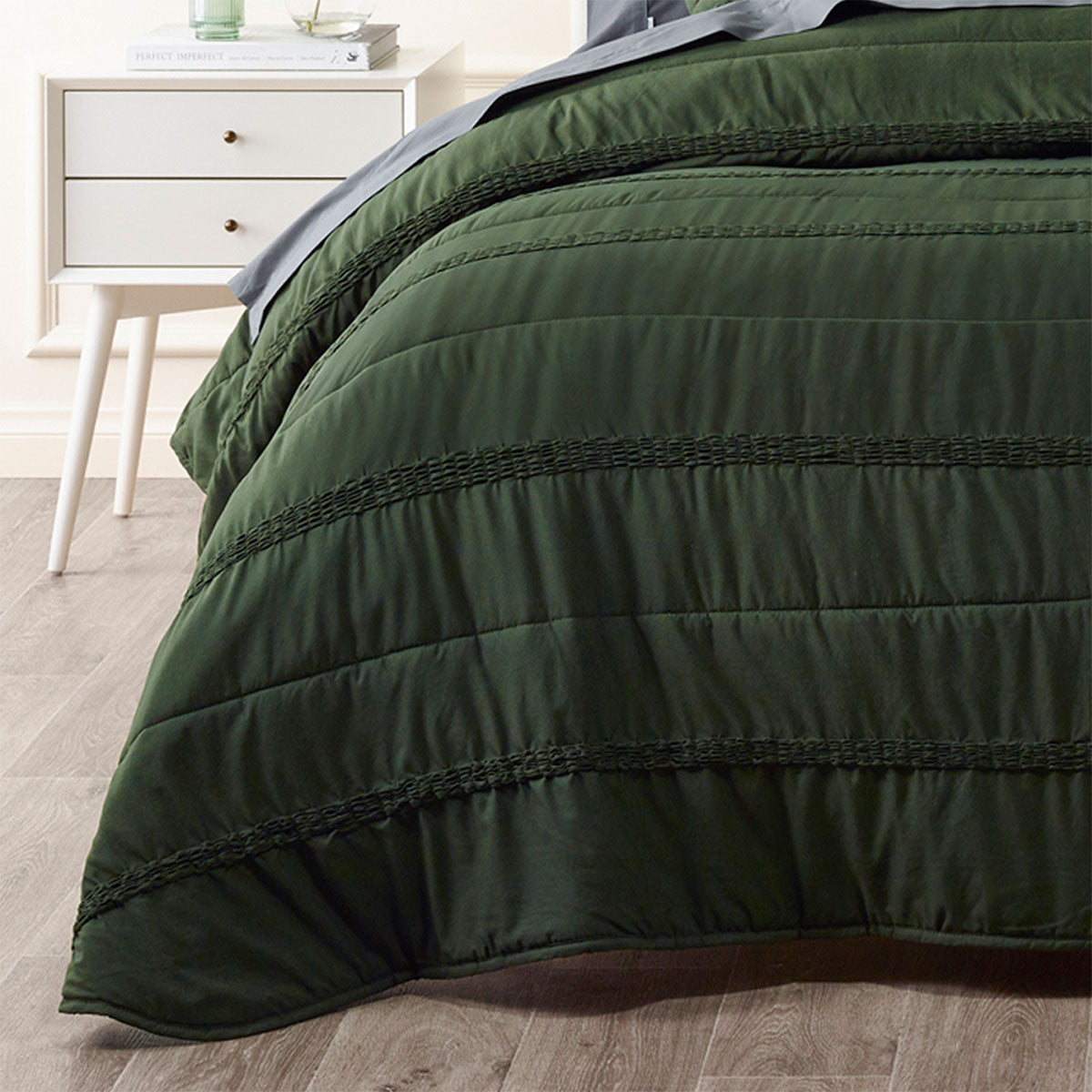 Bianca Vienna Green Textured Bedspread Set Double