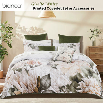 Bianca Giselle White Polyester Printed Floral Coverlet Set Single/Double
