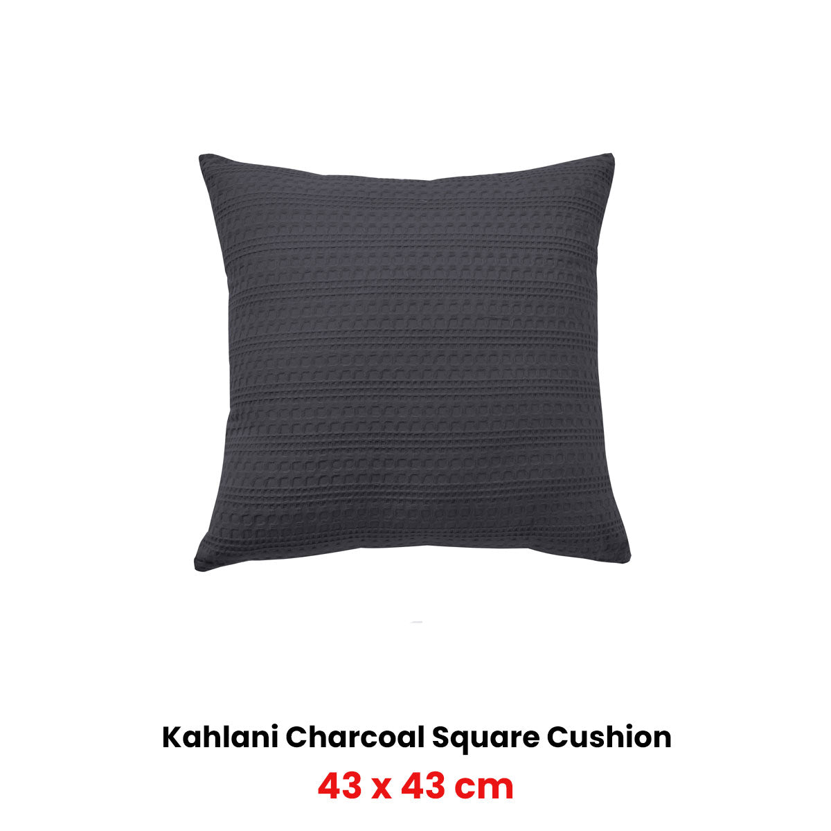 Bianca Kahlani Charcoal Waffle Square Filled Cushion 43 x 43cm