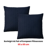 Bianca Pair of Burleigh Ink European Pillowcases 65 x 65cm