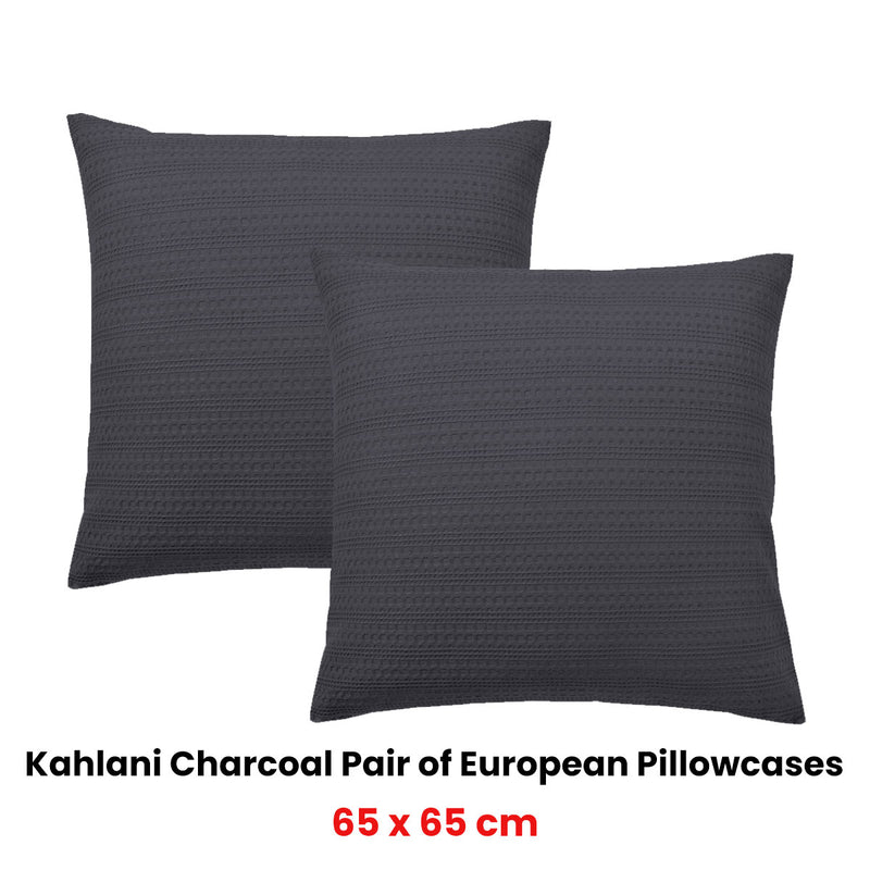 Bianca Pair of Kahlani Charcoal European Pillowcases 65 x 65cm