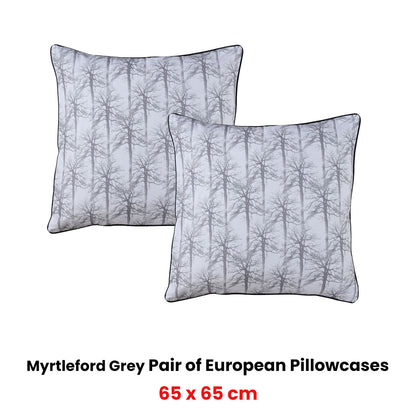 Bianca Pair of Myrtleford Grey European Pillowcases 65 x 65cm