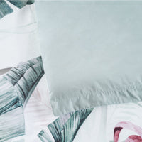 Bianca Abbey Green Cotton Sateen Tropical Floral Quilt Cover Set Super King