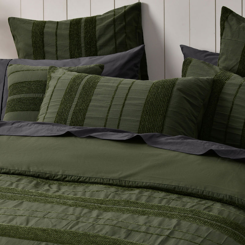 Bianca Avery Forest Chenille Striped Quilt Cover Set Queen