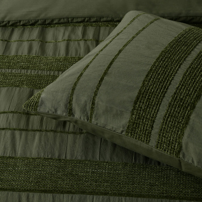 Bianca Avery Forest Chenille Striped Quilt Cover Set Queen