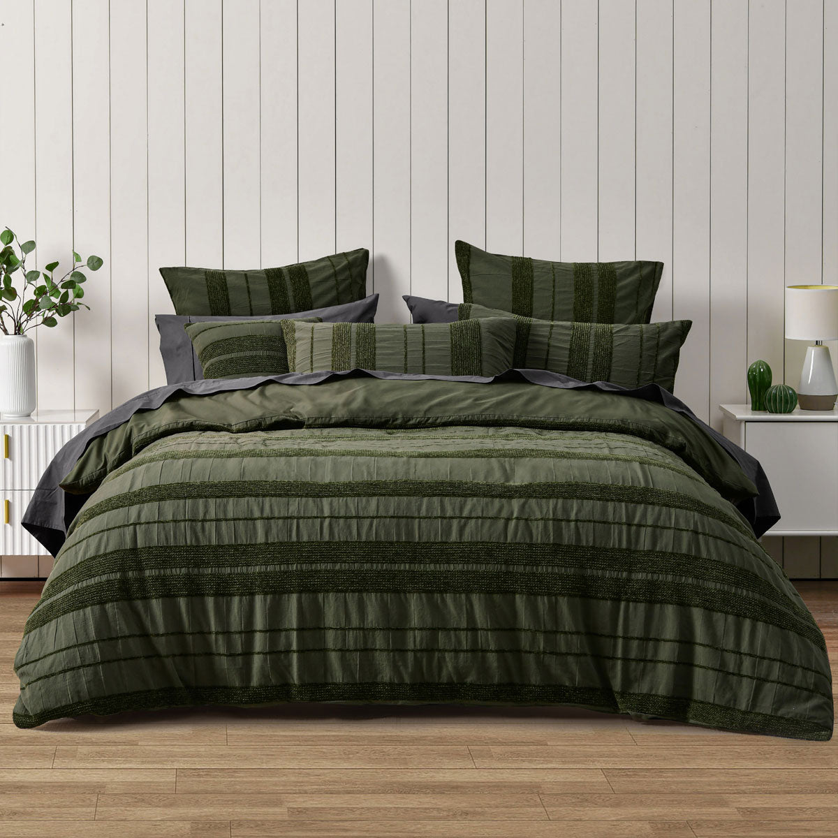 Bianca Avery Forest Chenille Striped Quilt Cover Set Super King