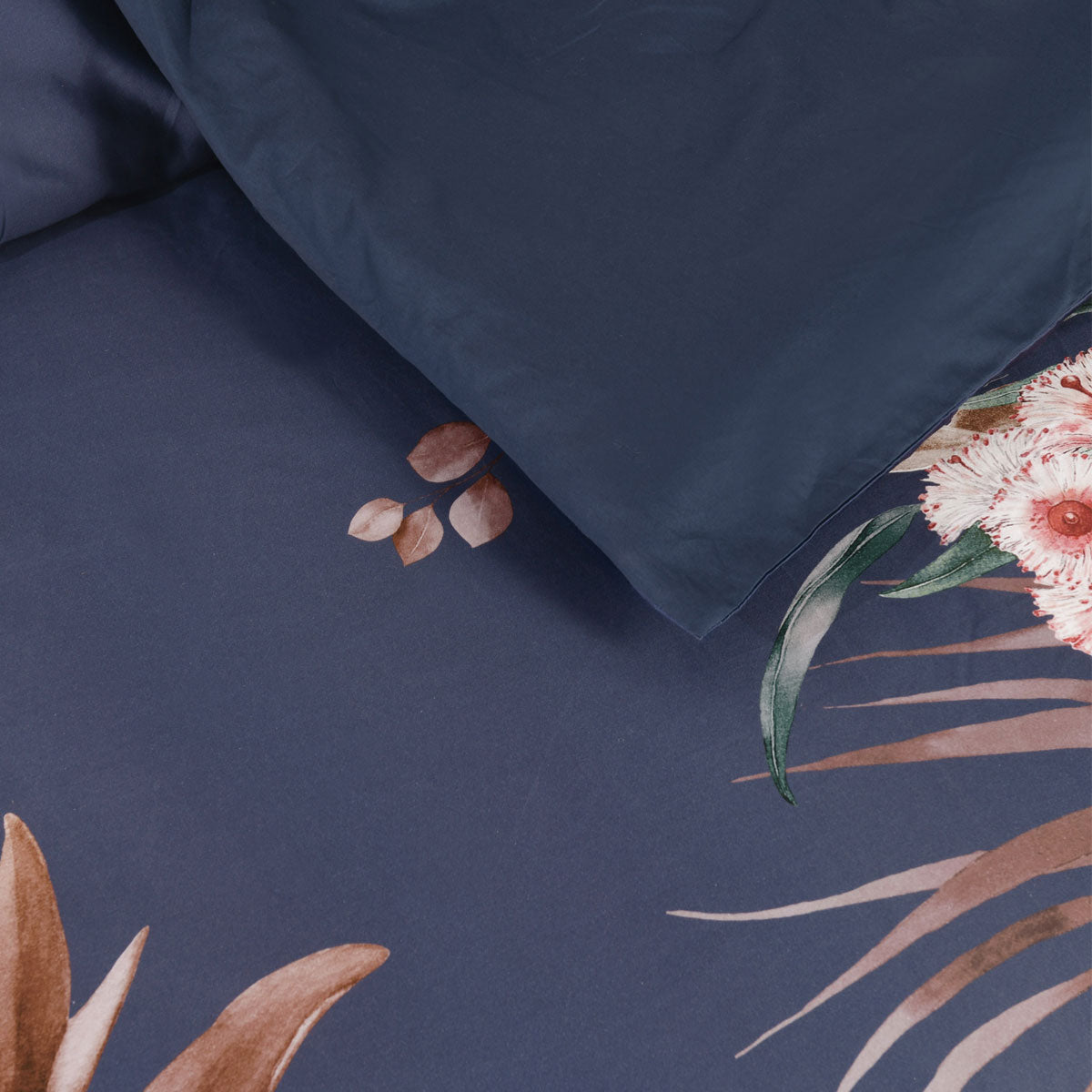 Bianca Balwyn Navy Cotton Sateen Botanical Quilt Cover Set Queen