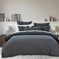 Bianca Hallston Charcoal Pre-Washed Cotton Quilt Cover Set Super King