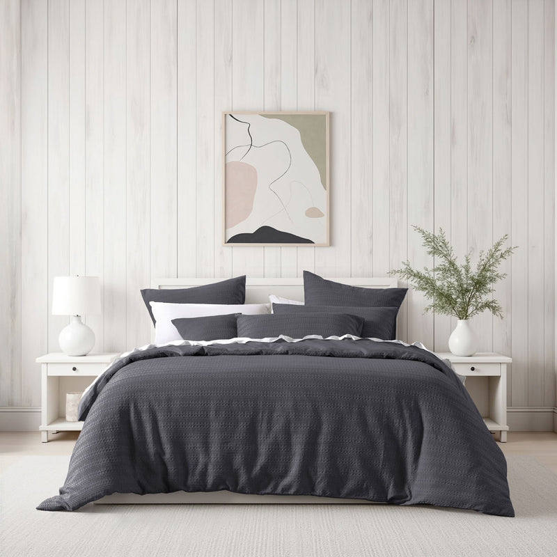 Bianca Kahlani Charcoal Waffle Quilt Cover Set Double
