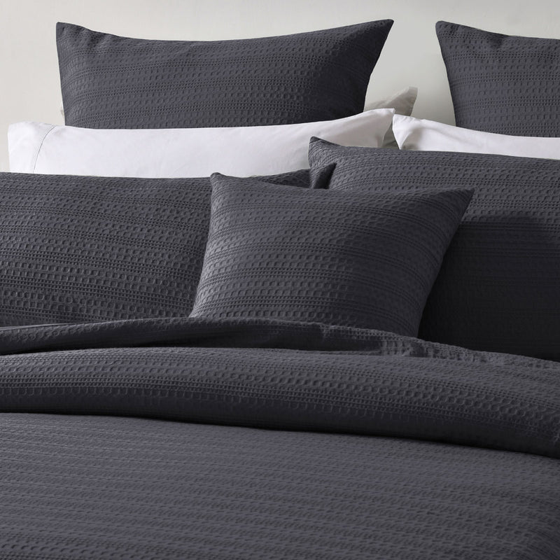 Bianca Kahlani Charcoal Waffle Quilt Cover Set Double