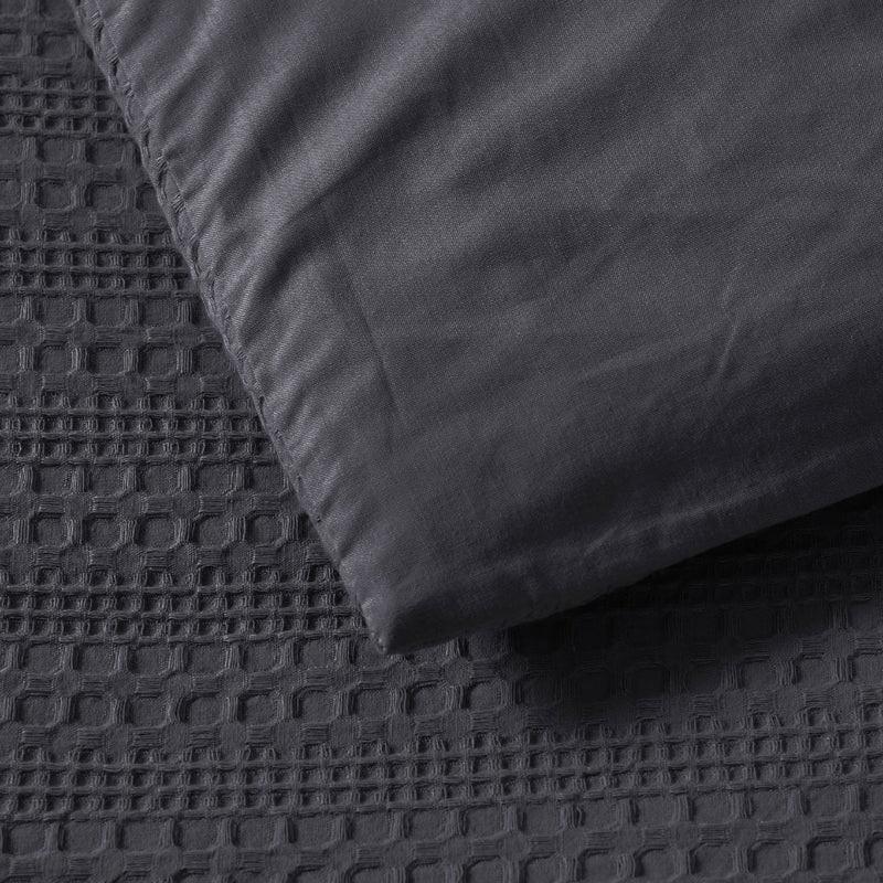 Bianca Kahlani Charcoal Waffle Quilt Cover Set Super King