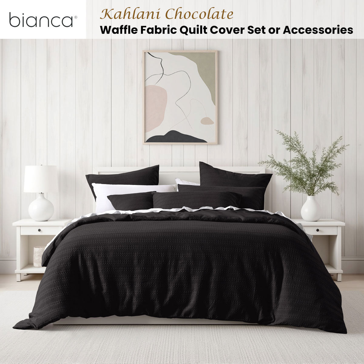 Bianca Kahlani Chocolate Waffle Quilt Cover Set Super King