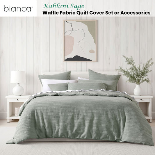 Bianca Kahlani Sage Waffle Quilt Cover Set King