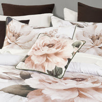 Bianca Somerset White Cotton Sateen Floral Quilt Cover Set Super King