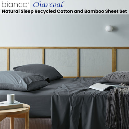 Bianca Natural Sleep Recycled Cotton and Bamboo Sheet Set Charcoal Double