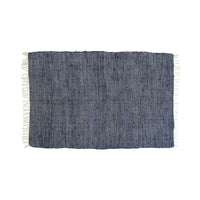 Large Chindi Cotton Handmade Floor Mat with Tassels 90 x 150 cm Navy