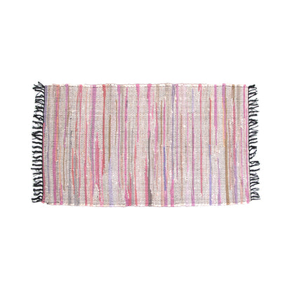 Tonal Chindi Cotton Handmade Floor Mat with Tassels 70 x 120 cm Bright Multi